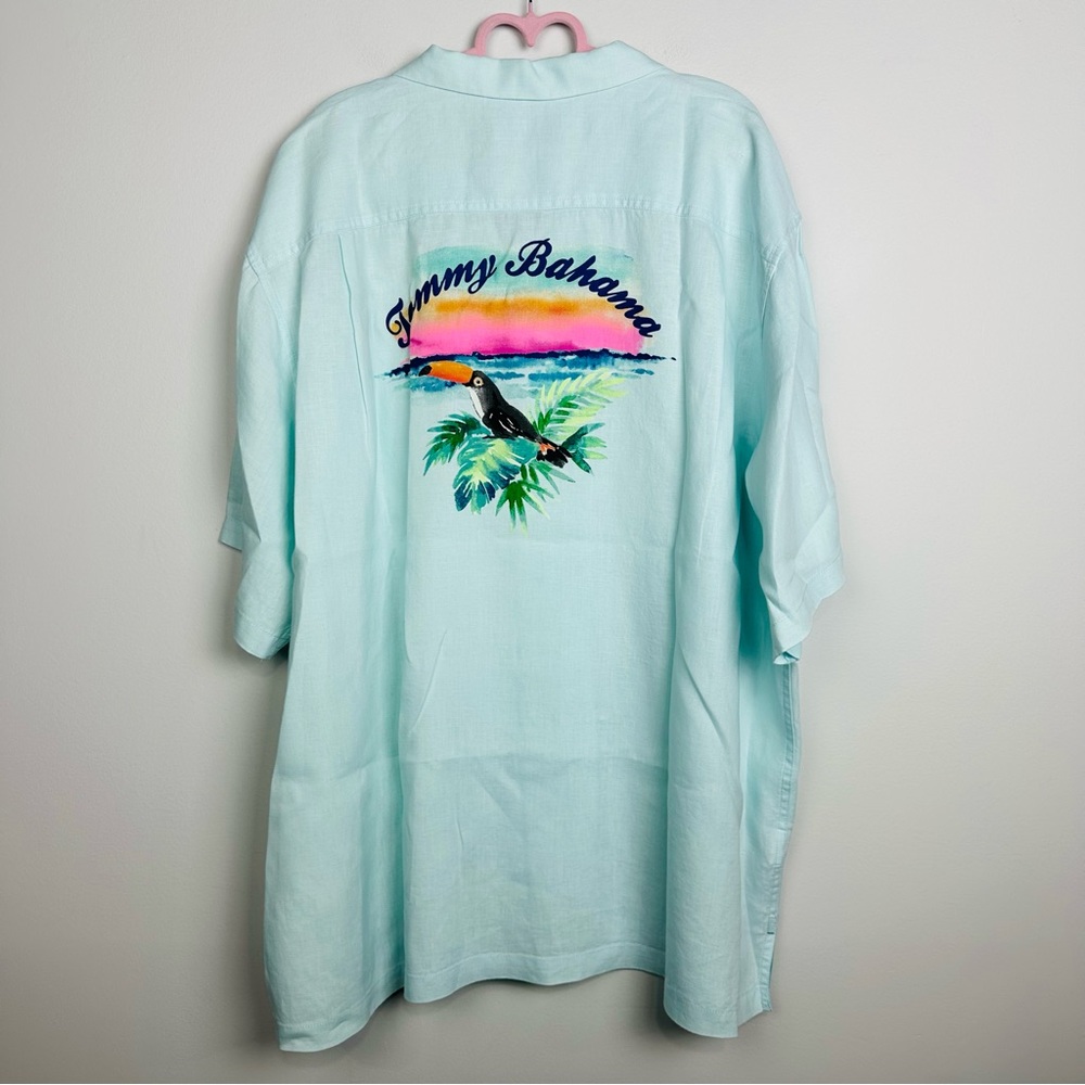Tommy Bahama Graceful Sea Casual Button Down Toucan Sunset 100% Linen Shirt
